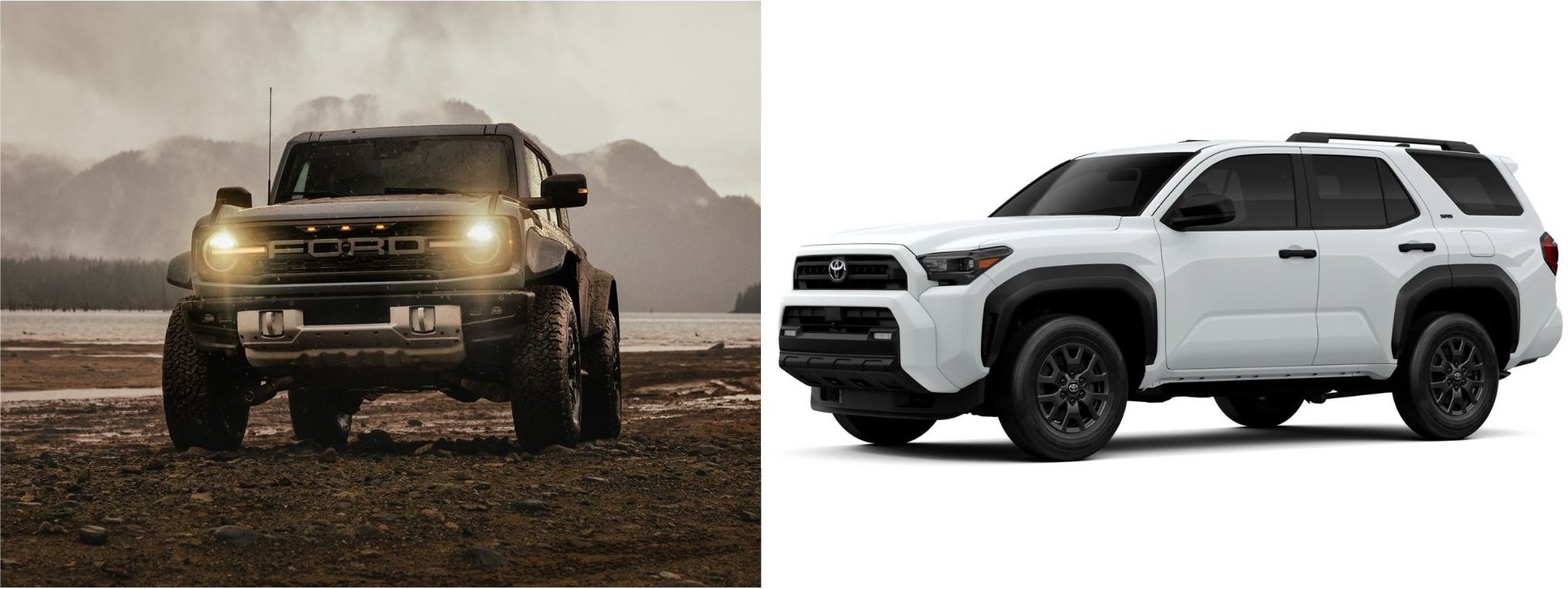 2025 ford bronco and toyota 4runner side by side