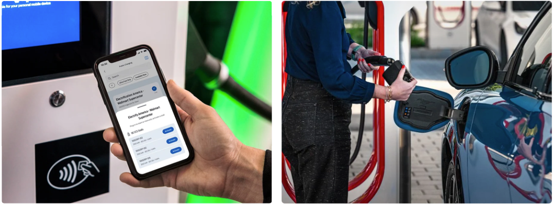 ford charing app and at a tesla charger